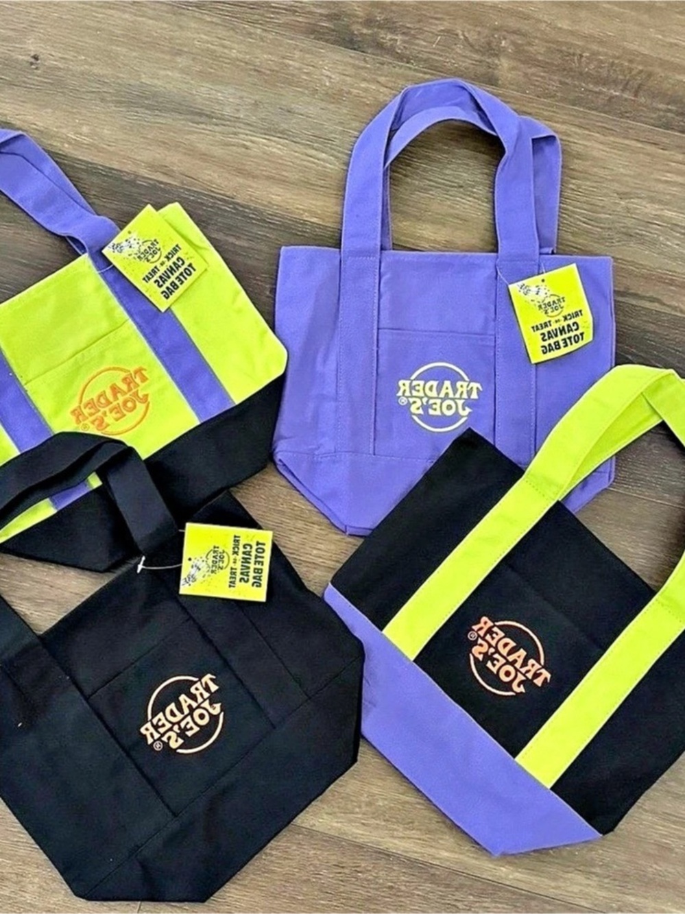 Trader Joes Mini Halloween Canvas Tote Bag 4 Piece Set NEW 2026!